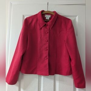Karin Stevens red blazer - size 14-- missing bottom button